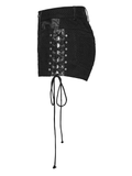 Female Sexy Punk Black Mesh Lace-Up Distressed Hot Shorts