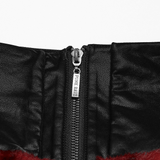 Flame Tie-Dyed Punk Skirt in Faux Leather and Fur Design