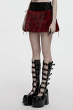 Flame Tie-Dyed Punk Skirt in Faux Leather and Fur Design