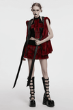 Flame Tie-Dyed Punk Skirt in Faux Leather and Fur Design