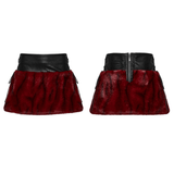 Flame Tie-Dyed Punk Skirt in Faux Leather and Fur Design