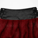 Flame Tie-Dyed Punk Skirt in Faux Leather and Fur Design