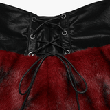 Flame Tie-Dyed Punk Skirt in Faux Leather and Fur Design