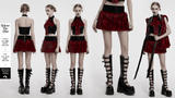 Flame Tie-Dyed Punk Skirt in Faux Leather and Fur Design