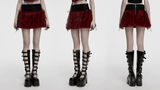 Flame Tie-Dyed Punk Skirt in Faux Leather and Fur Design