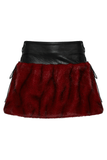 Flame Tie-Dyed Punk Skirt in Faux Leather and Fur Design