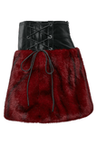 Flame Tie-Dyed Punk Skirt in Faux Leather and Fur Design