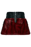 Flame Tie-Dyed Punk Skirt in Faux Leather and Fur Design