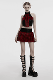 Flame Tie-Dyed Punk Skirt in Faux Leather and Fur Design