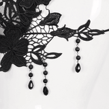 Ensemble de lingerie en dentelle florale pour femmes / Lingerie noire sexy gothique avec bretelles croisées