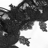 Damen-Dessous-Set mit floraler Spitze und Perlenstickerei / Gothic Sexy schwarze Dessous mit Kreuzträgern