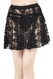 Damen-Minirock aus transparenter Blumenspitze mit Rosen / schwarze einlagige Röcke mit elastischer Taille