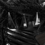 Fox Hood Mask with Braided Fur Details and Metal Rivets
