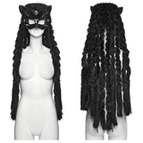 Fox Hood Mask with Braided Fur Details and Metal Rivets