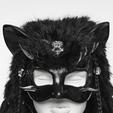 Fox Hood Mask with Braided Fur Details and Metal Rivets