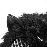 Fox Hood Mask with Braided Fur Details and Metal Rivets