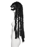 Fox Hood Mask with Braided Fur Details and Metal Rivets