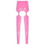Glossy High-Waist Latex Garter Leggings for Women