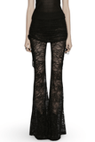Goth Lace Pleated Wide Leg Pants with Side Ties for Her