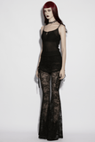 Goth Lace Pleated Wide Leg Pants with Side Ties for Her