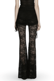 Goth Lace Pleated Wide Leg Pants with Side Ties for Her