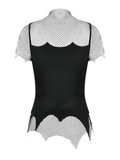 Goth Mesh Lace Up Cami Top with Cross Pendants