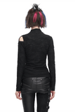 Goth Patchwork Half-Turtleneck with Asymmetrical Hem