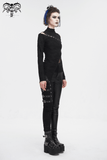 Goth Patchwork Half-Turtleneck with Asymmetrical Hem