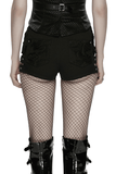 Goth Punk Cut-Out Denim Shorts with Harnessed Straps