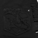 Goth Punk Cut-Out Denim Shorts with Harnessed Straps