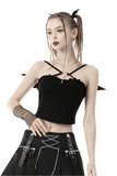 Gothic Batwing Crop Top in Black - Punk Rock Vibes