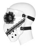 Gothic Black and White Mask with Lace Detailing and Vents