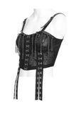 Gothic Black Chain Bustier Top with Lace Up Back