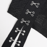 Gothic Black Chain Bustier Top with Lace Up Back