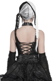 Gothic Black Chain Bustier Top with Lace Up Back