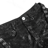 Gothic Black Faux Leather Shorts Accented with Fur Hem