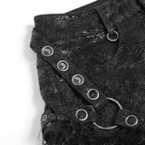 Gothic Black Faux Leather Shorts Accented with Fur Hem