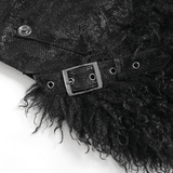 Gothic Black Faux Leather Shorts Accented with Fur Hem