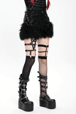 Gothic Black Faux Leather Shorts Accented with Fur Hem