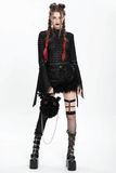 Gothic Black Faux Leather Shorts Accented with Fur Hem