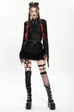 Gothic Black Faux Leather Shorts Accented with Fur Hem