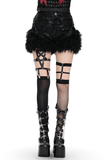 Gothic Black Faux Leather Shorts Accented with Fur Hem