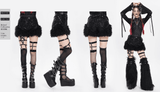 Gothic Black Faux Leather Shorts Accented with Fur Hem