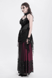 Gothic Black Lace Halter Top with Rose Details and Chains