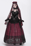 Gothic Black Lace Halter Top with Rose Details and Chains