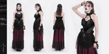 Gothic Black Lace Halter Top with Rose Details and Chains