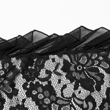 Gothic Black Lace Maxi Dress with High Slit and Corset Back