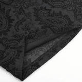 Gothic black lace fabric featuring intricate floral and paisley designs for a stylish alternative fashion look.