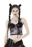 Gothic Black Lace Trimmed Cami Top with Straps for Women