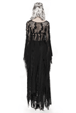 Gothic Black Lace Witch Maxi Dress with Long Sleeves